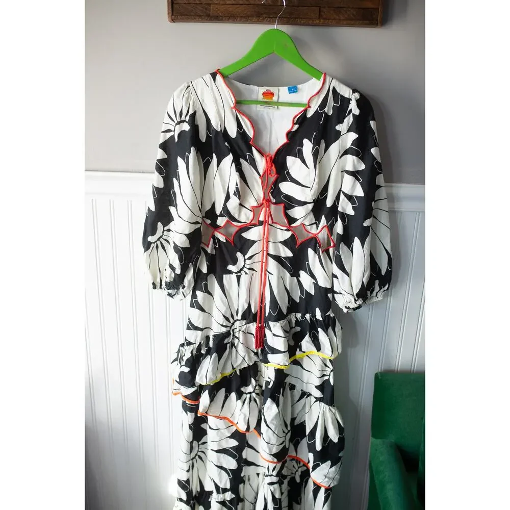 Anthropologie Black and White Floral Maxi Dress - Picture 3 of 5